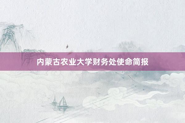 内蒙古农业大学财务处使命简报